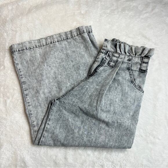 ONE X ONETEASPOON Black White Wash Wide Leg Crop Size 24 (316) - Picture 2 of 7